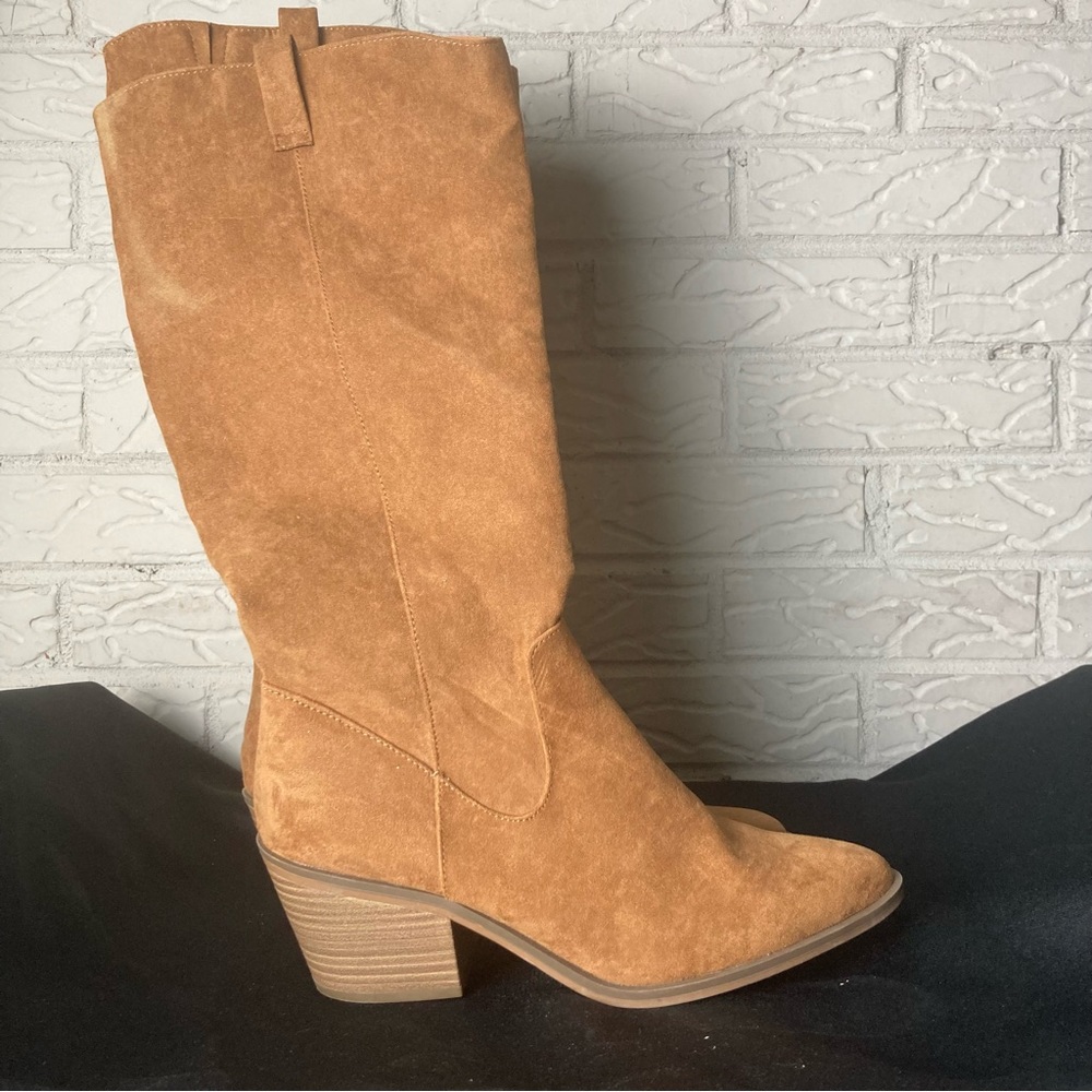 Brown Suede Mid-calf Boots